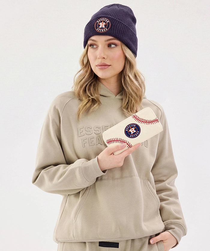 MLB Houston Astros Zip Wallet Baseball Stitch Detail