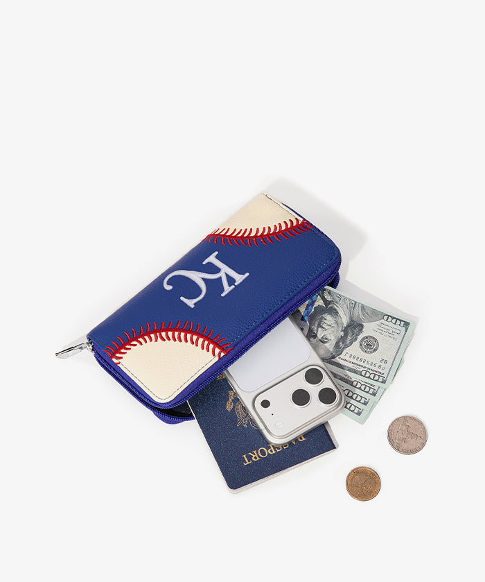MLB Kansas City Royals Zip Wallet Baseball Stitch Detail