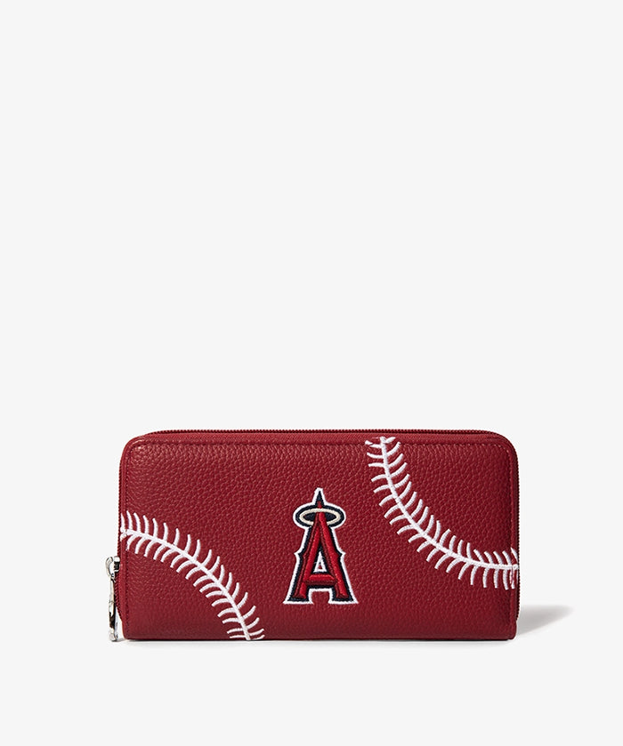 MLB Los Angeles Angels Zip Wallet Baseball Stitch Detail