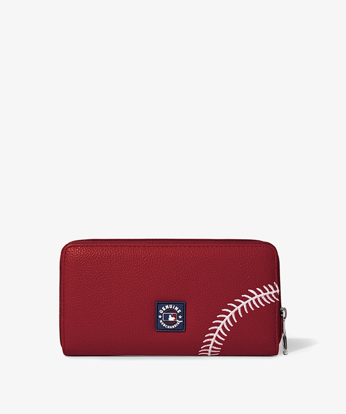 MLB Los Angeles Angels Zip Wallet Baseball Stitch Detail