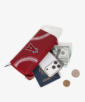MLB Los Angeles Angels Zip Wallet Baseball Stitch Detail