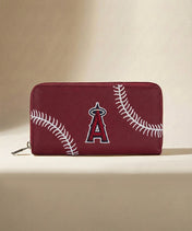 MLB Los Angeles Angels Zip Wallet Baseball Stitch Detail