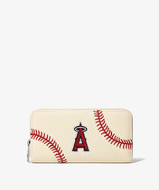 MLB Los Angeles Angels Zip Wallet Baseball Stitch Detail