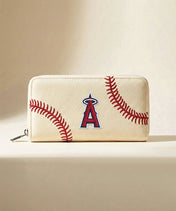 MLB Los Angeles Angels Zip Wallet Baseball Stitch Detail