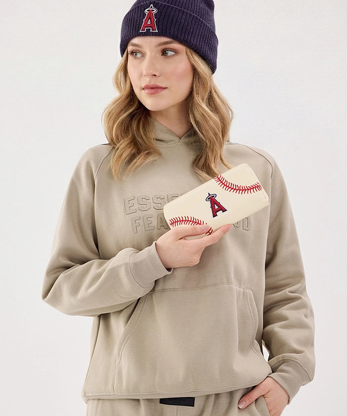 MLB Los Angeles Angels Zip Wallet Baseball Stitch Detail