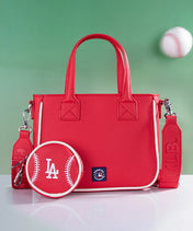 MLB Los Angeles Dodgers Tote Bag with Baseball Coin Pouch