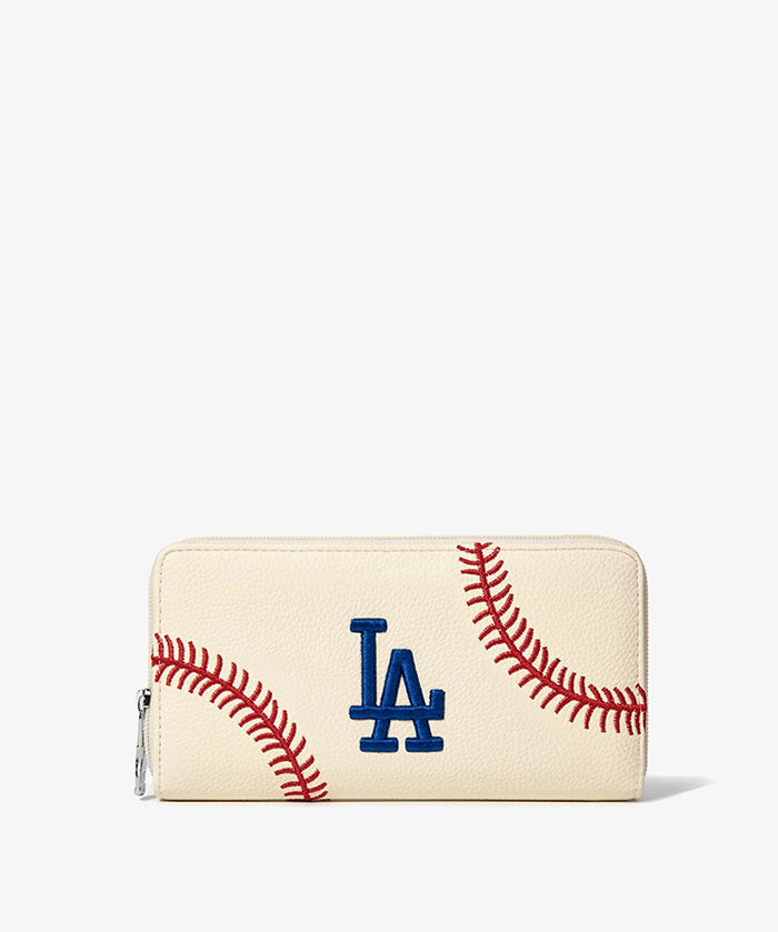 MLB Los Angeles Dodgers Zip Wallet Baseball Stitch Detail