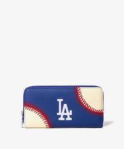 MLB Los Angeles Dodgers Zip Wallet Baseball Stitch Detail