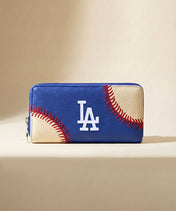 MLB Los Angeles Dodgers Zip Wallet Baseball Stitch Detail