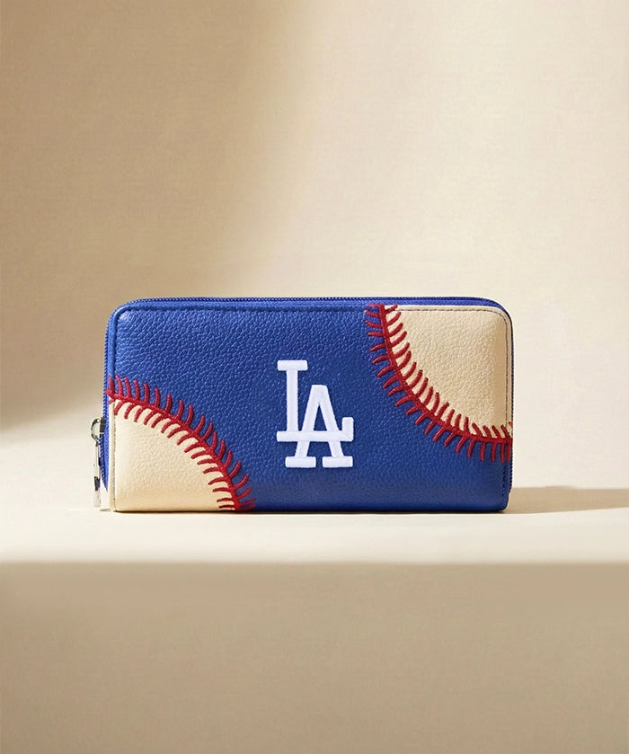 MLB Los Angeles Dodgers Zip Wallet Baseball Stitch Detail