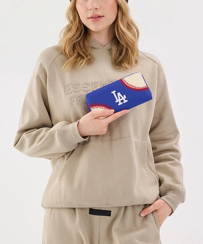 MLB Los Angeles Dodgers Zip Wallet Baseball Stitch Detail