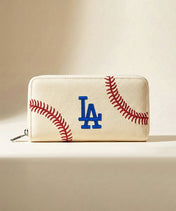 MLB Los Angeles Dodgers Zip Wallet Baseball Stitch Detail