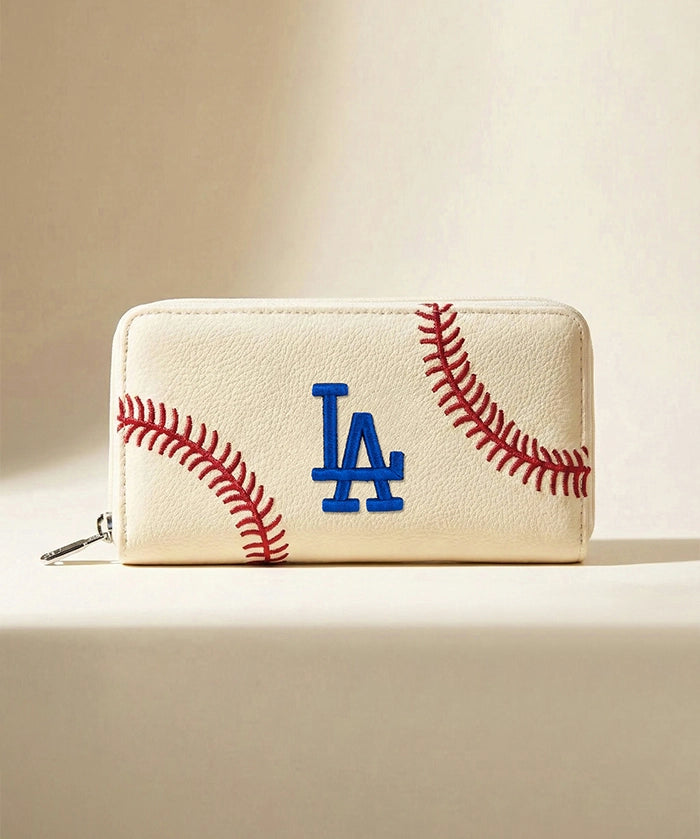 MLB Los Angeles Dodgers Zip Wallet Baseball Stitch Detail