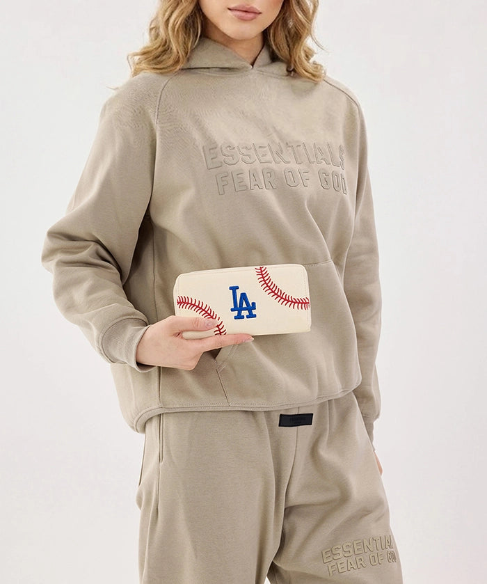 MLB Los Angeles Dodgers Zip Wallet Baseball Stitch Detail