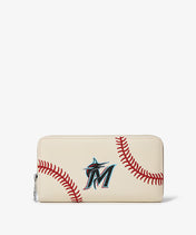 MLB Miami Marlins Zip Wallet Baseball Stitch Detail