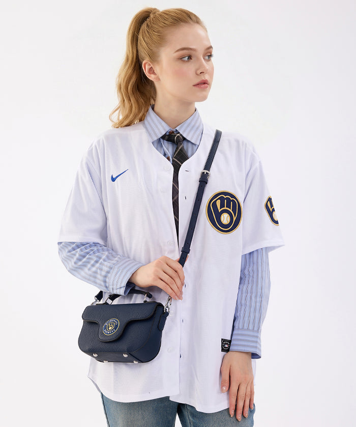 MLB Milwaukee Brewers Flap Crossbody Bag with Top Handle