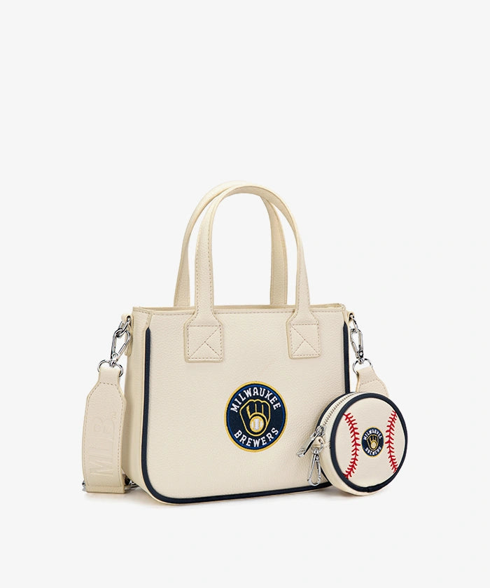 MLB Milwaukee Brewers Tote Bag with Baseball Coin Pouch