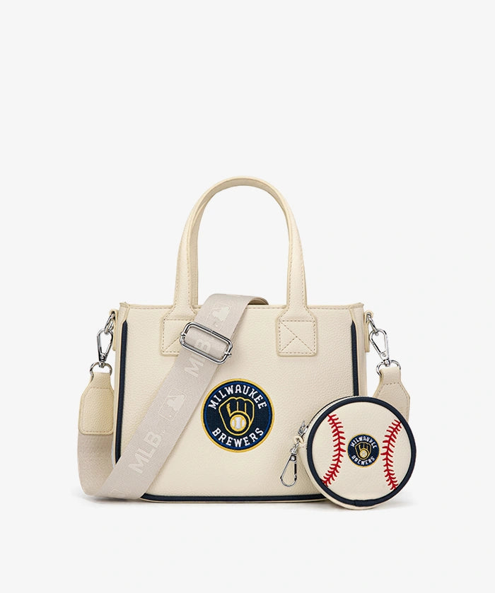 MLB Milwaukee Brewers Tote Bag with Baseball Coin Pouch
