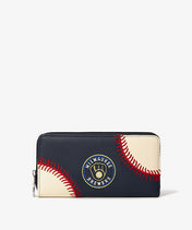 MLB Milwaukee Brewers Zip Wallet Baseball Stitch Detail