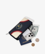 MLB Milwaukee Brewers Zip Wallet Baseball Stitch Detail