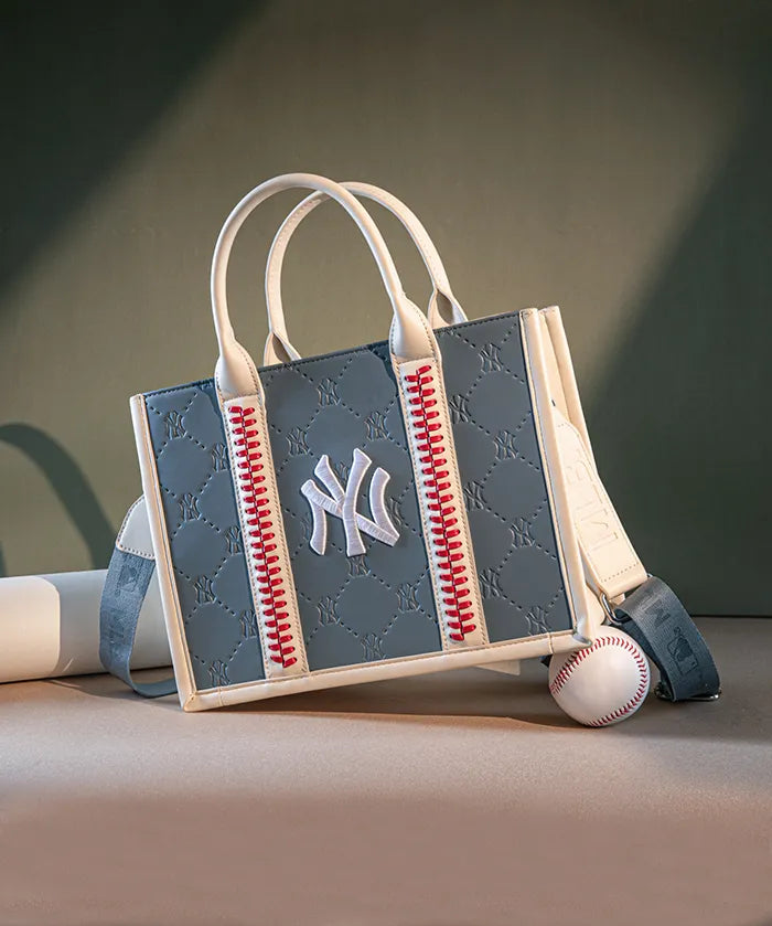 MLB New York Yankees Tote Bag with Baseball Stitch