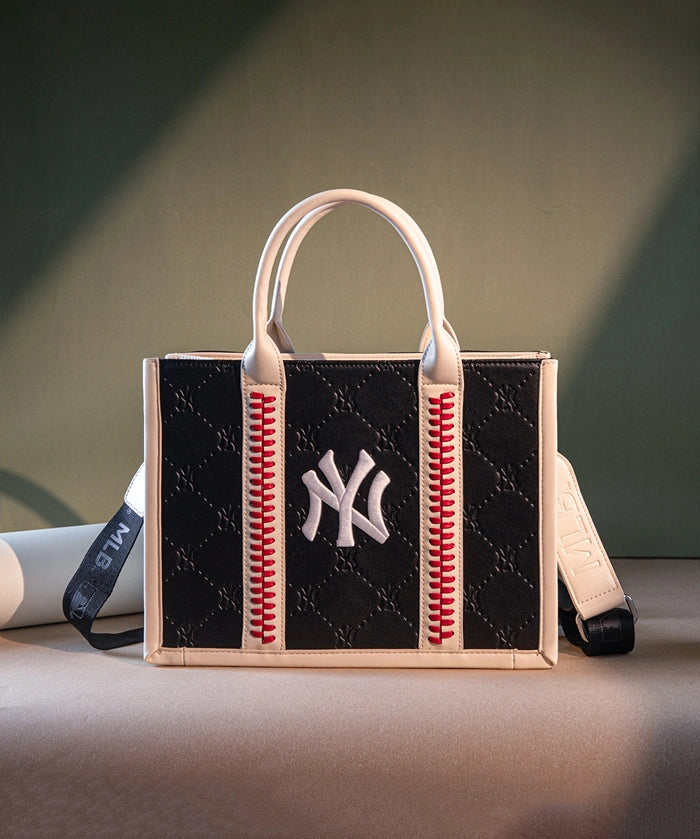 MLB New York Yankees Tote Bag with Baseball Stitch
