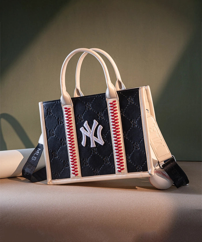 MLB New York Yankees Tote Bag with Baseball Stitch