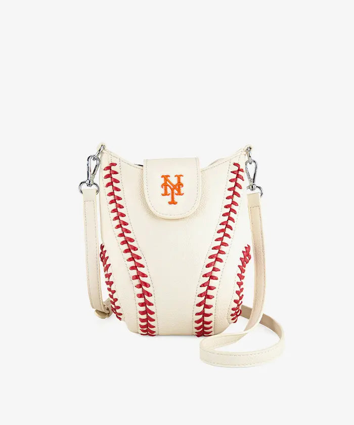 MLB New York Mets Crossbody Bag With Baseball Seam
