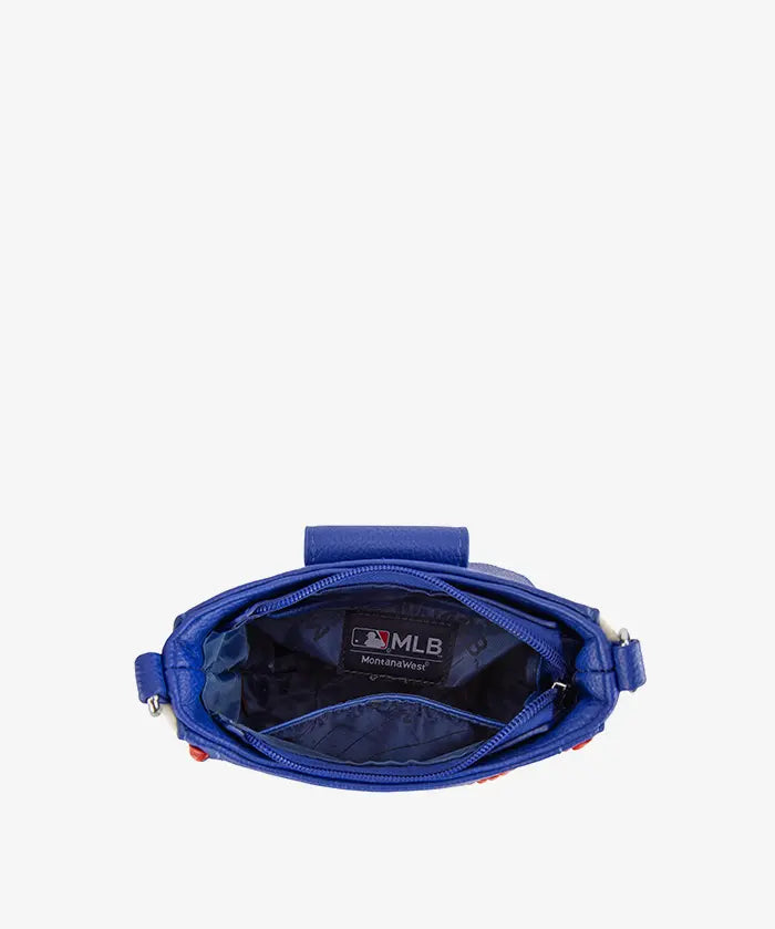 MLB New York Mets Crossbody Bag With Baseball Seam