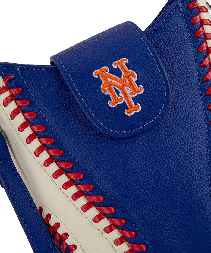 MLB New York Mets Crossbody Bag With Baseball Seam