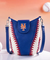 MLB New York Mets Crossbody Bag With Baseball Seam