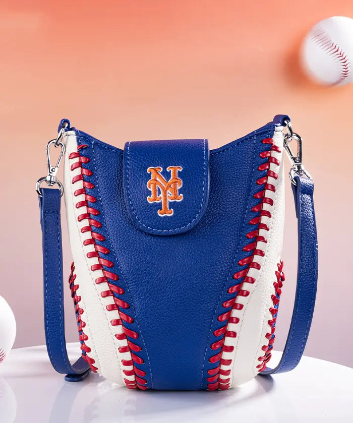 MLB New York Mets Crossbody Bag With Baseball Seam