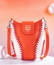 MLB New York Mets Crossbody Bag With Baseball Seam