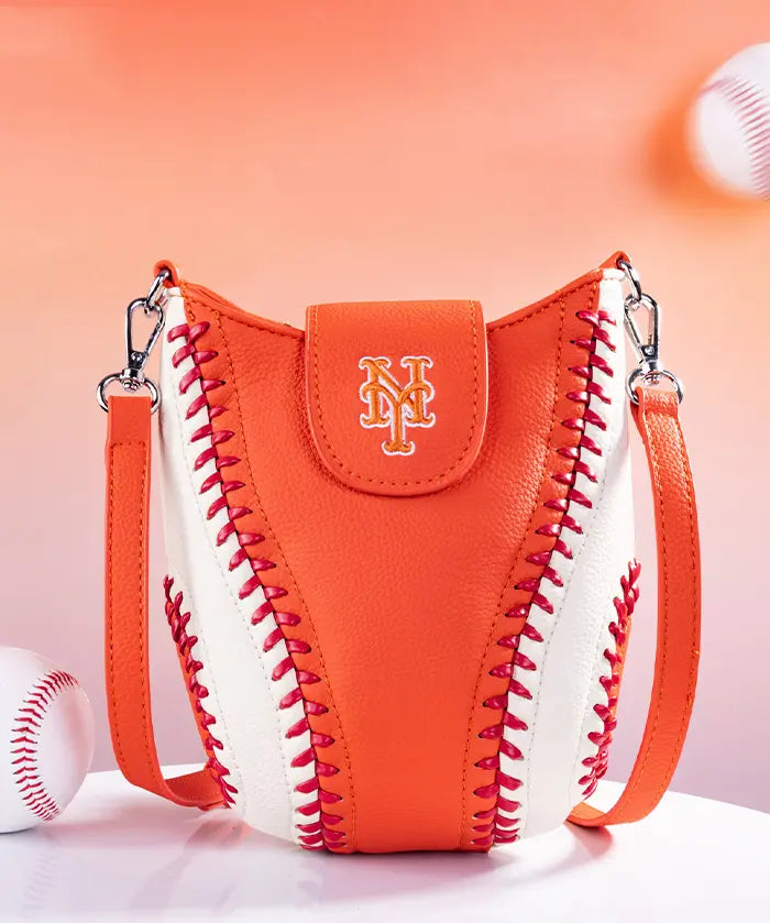MLB New York Mets Crossbody Bag With Baseball Seam