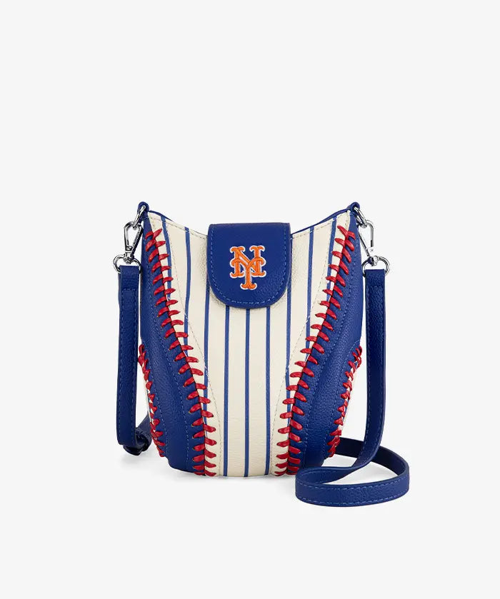 MLB New York Mets Crossbody Bag With Baseball Seam