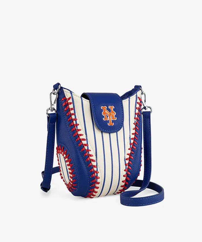 MLB New York Mets Crossbody Bag With Baseball Seam