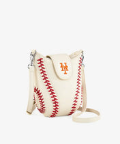 MLB New York Mets Crossbody Bag With Baseball Seam