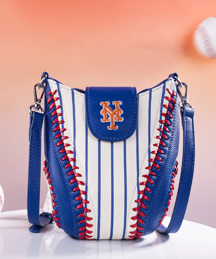 MLB New York Mets Crossbody Bag With Baseball Seam