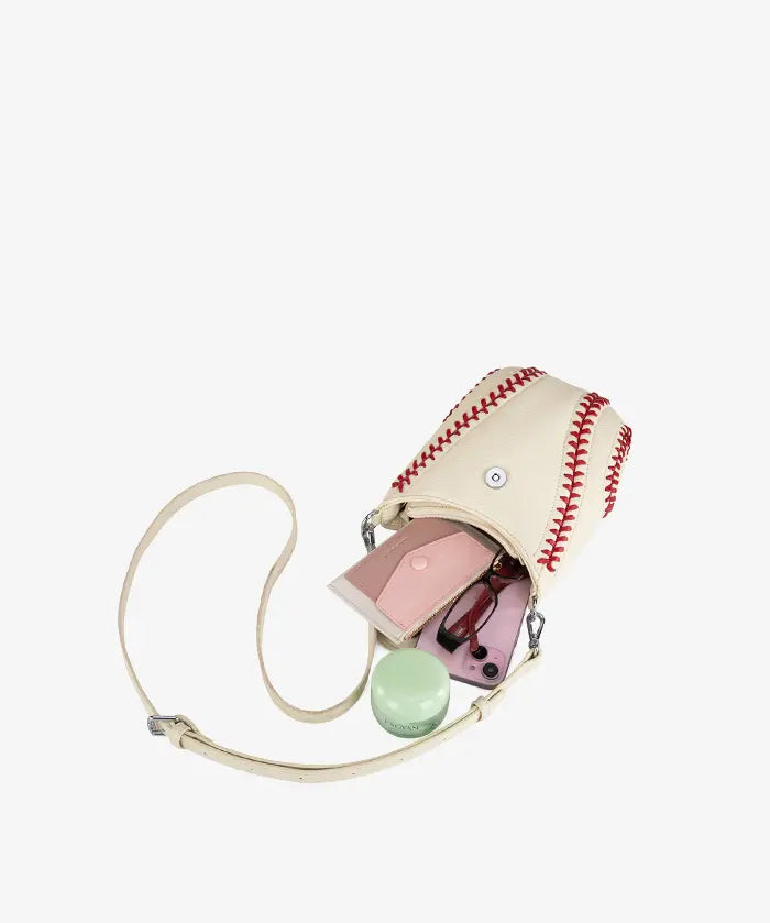 MLB New York Mets Crossbody Bag With Baseball Seam