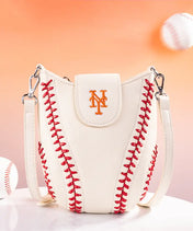 MLB New York Mets Crossbody Bag With Baseball Seam