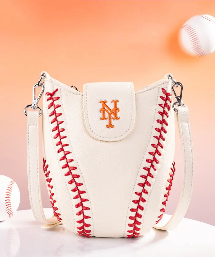 MLB New York Mets Crossbody Bag With Baseball Seam