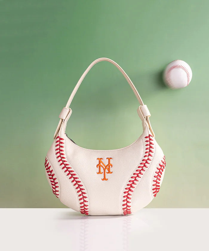 MLB New York Mets Hobo Bag With Baseball Seams