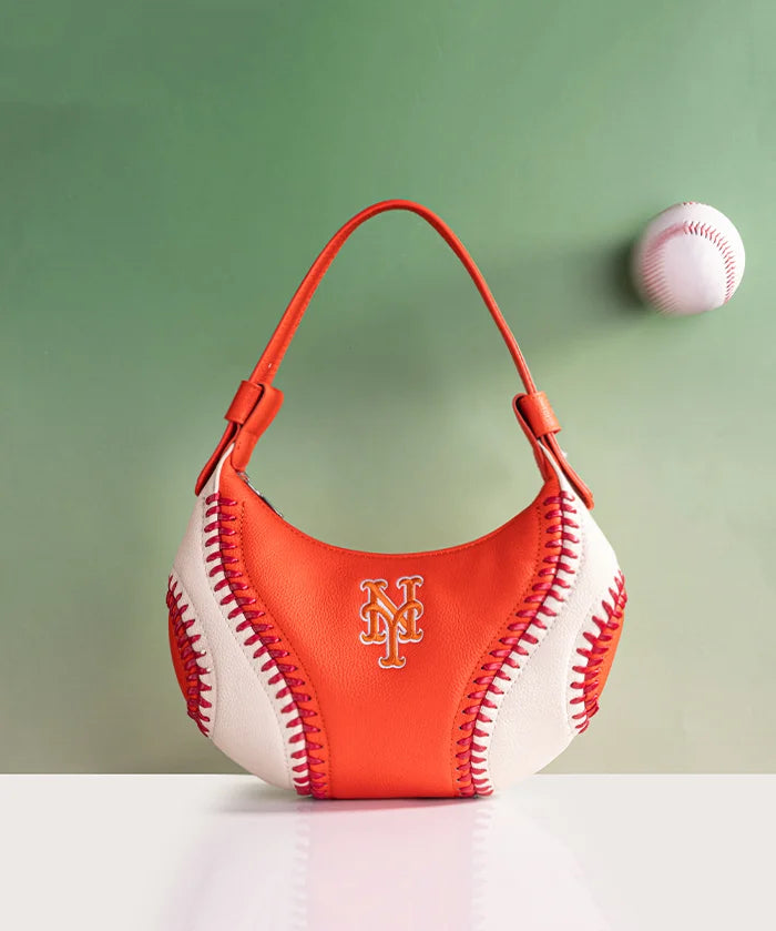 MLB New York Mets Hobo Bag With Baseball Seams