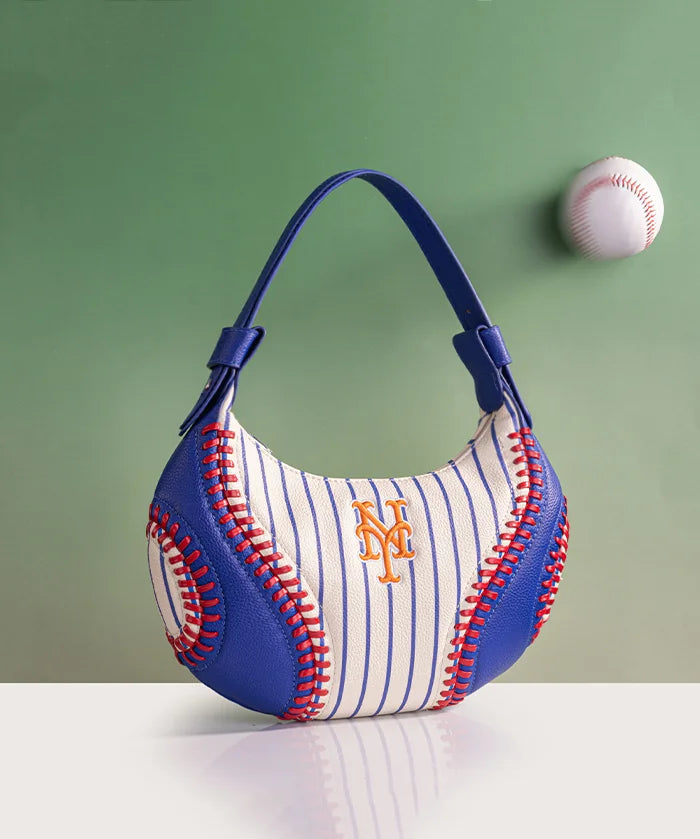 MLB New York Mets Hobo Bag With Baseball Seams