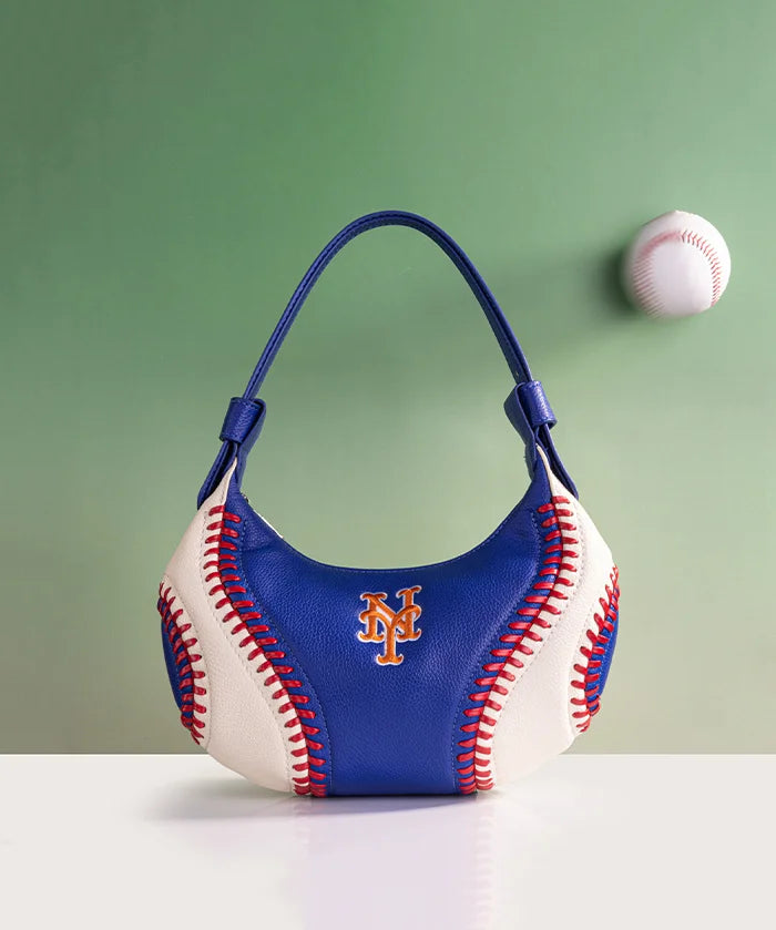 MLB New York Mets Hobo Bag With Baseball Seams
