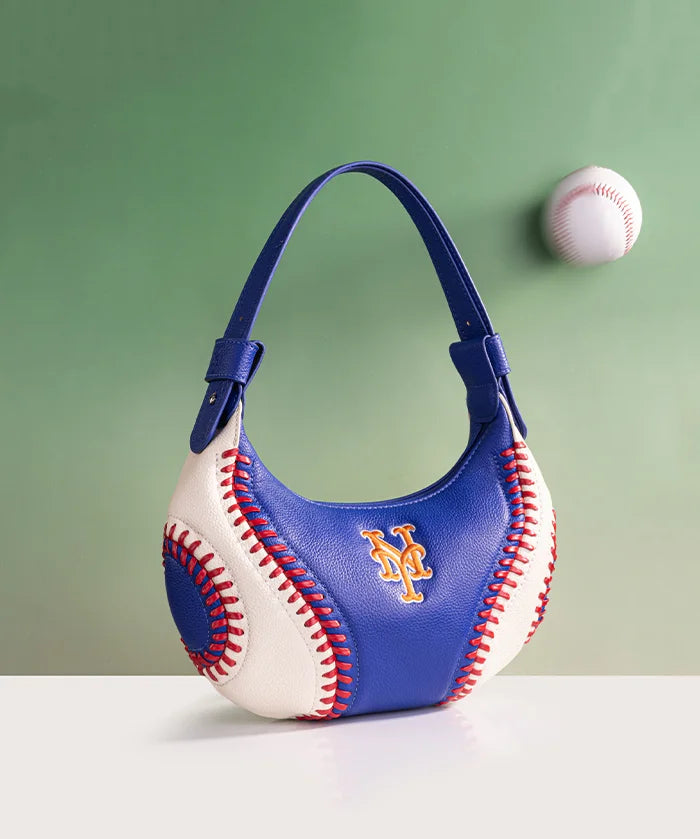 MLB New York Mets Hobo Bag With Baseball Seams