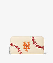MLB New York Mets Zip Wallet Baseball Stitch Detail