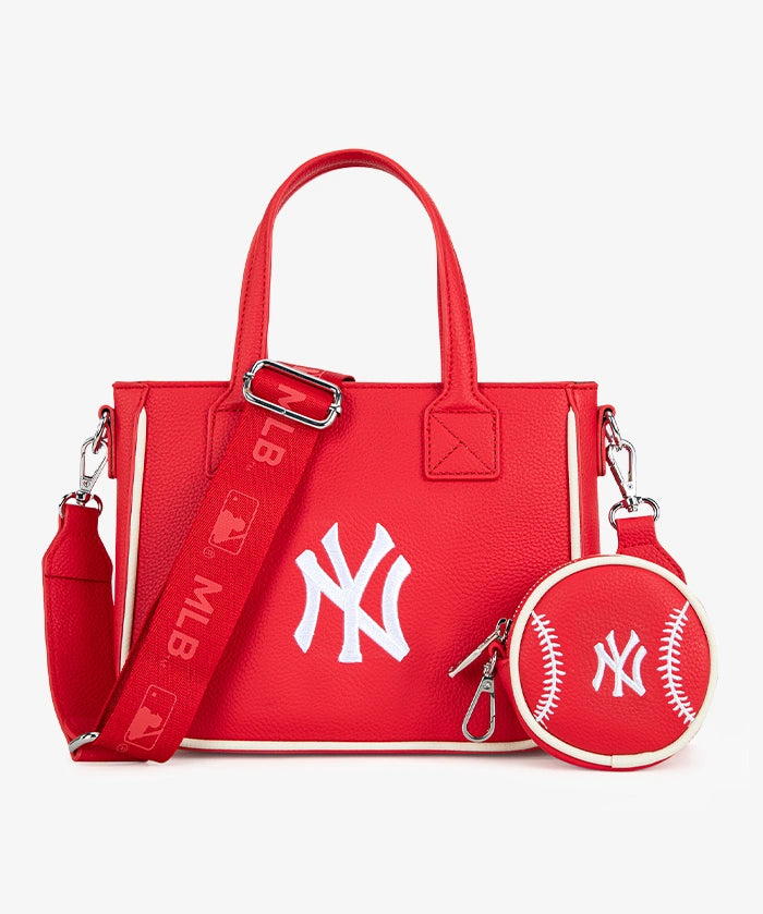 MLB New York Yankees Tote Bag with Baseball Coin Pouch