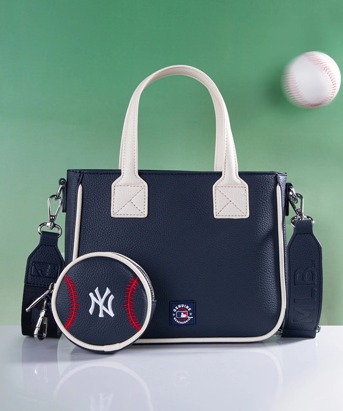 MLB New York Yankees Tote Bag with Baseball Coin Pouch