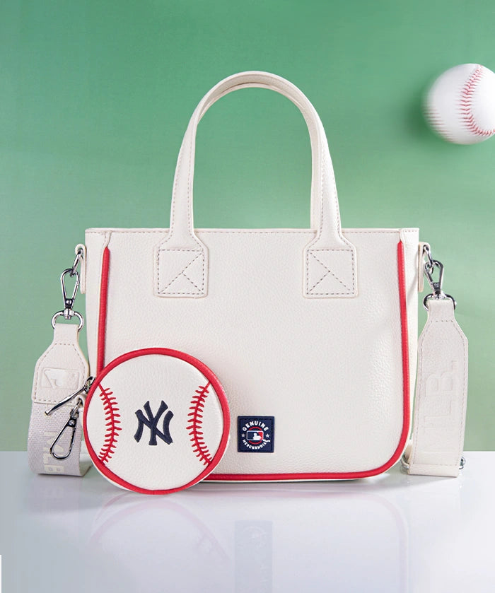 MLB New York Yankees Tote Bag with Baseball Coin Pouch